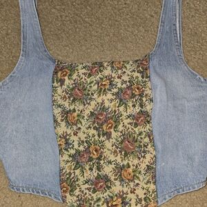 Fashion Nova Light Blue Floral Tank Top